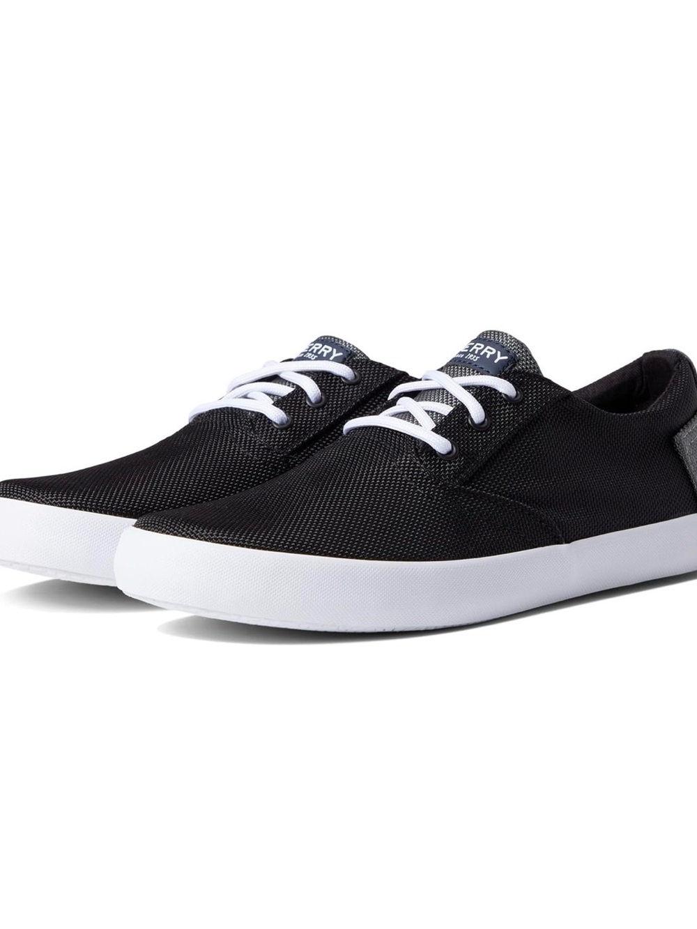 Sperry Black Canvas Low-Top Sneaker with White Sole